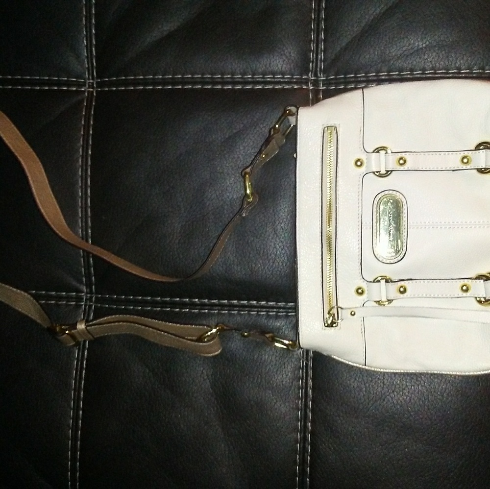 White leather designer purse